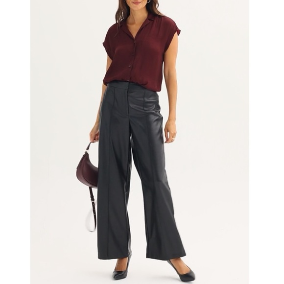 NINE WEST Short Sleeve Maddie Plum Blouse - Picture 7 of 7